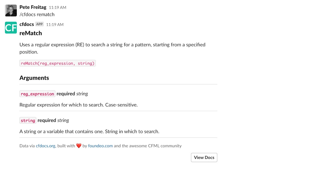 cfdocs slack command screenshot